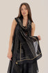 Printed cotton scarf with fabric tassels